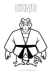 Colouring to customise Sport Crocodile Animal Kimono Reptiles Combat Sports Karate Judo