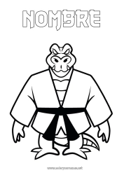 Colorear gratis Sport Cocodrilo Animales Kimono Reptiles Deportes de combate Karate Judo