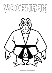 Kleurplaat aanpassen Sport Krokodil Dier Kimono Reptielen Vechtsporten Karate Judo