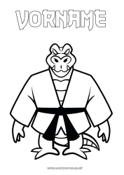 Malvorlage anpassen Sport Krokodil Tier Kimono Reptilien Kampfsportarten Karate Judo