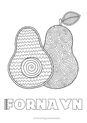 Fargeleggingssiden å tilpasse Frukter Grønnsaker Zentangle Advokat
