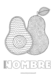 Colorear gratis Frutas Verduras Zentangle Aguacate