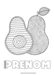 Coloriage à personnaliser Fruits Légumes Zentangle Avocat