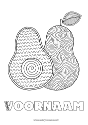 Gratis kleurplaat Fruit Groenten Zentangle Avocado