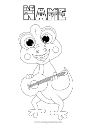 Free colouring Animal Music Reptiles Music Day Guitar Musical instruments Gecko