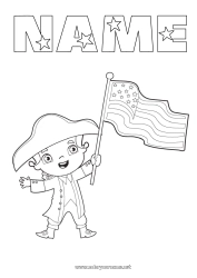 Free coloring USA Flag 4th July