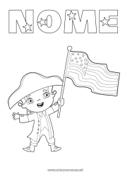 Desenho para personalizar EUA Bandeira 4 de julho