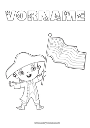 Kostenlose Malvorlage USA Flagge 4. Juli