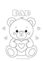 Child coloring page Bear Cute Heart I love you Animal Teddy Bear Forest animals
