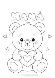 Niño página para colorear Llevar Lindo Corazón Te amo Animales Osito Animales del bosque