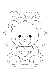 Kinder-Malvorlage Bär Niedlich Herz Ich liebe dich Tier Teddybär Waldtiere
