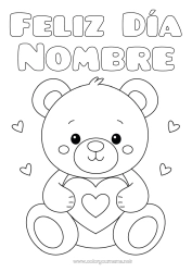 Colorear gratis Llevar Lindo Corazón Te amo Animales Osito Animales del bosque
