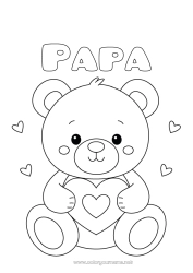Kinder-Malvorlage Bär Niedlich Herz Ich liebe dich Tier Teddybär Waldtiere