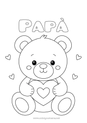 Pagina da colorare per bambini Orso Carino Cuore Ti amo Animale Orsetto Animali della foresta