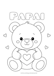 Página de desenho infantil Urso Fofo Coração Eu te amo Animal Filhote de urso Animais da floresta