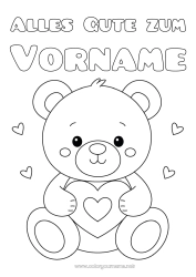 Kostenlose Malvorlage Bär Niedlich Herz Ich liebe dich Tier Teddybär Waldtiere