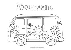 Kleurplaat aanpassen Zon Voertuigen Van Auto's, busjes en campers