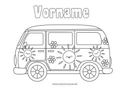 Malvorlage anpassen Sonne Fahrzeuge Van Autos, Vans und Wohnmobile
