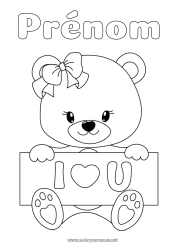 Dessin gratuit Ours Coeur Je t'aime Animal Ourson Animaux de la forêt Pancarte