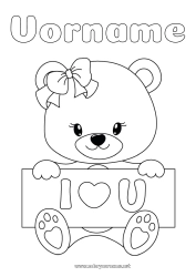 Kostenlose Zeichnung Bär Herz Ich liebe dich Tier Teddybär Waldtiere Schild