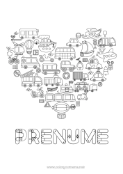 Pagină de colorat personalizată Inimă Mandala Vehicule Mașină Barcă Autobuz, microbuz Mașină de teren Utilaje de construcție Vapor cu pânze Vehicule maritime Transport public terestru Mașini, furgonete și autorulote Alte vehicule