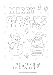 Disegno gratuito Neve Babbo Natale Pupazzo di neve Natale Messaggio 