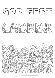 Gratis fargelegging God fest! Dekorert navn Geometriske former