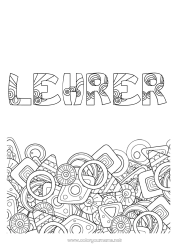 Kinder-Malvorlage Frohes Fest Dekorierter Name Geometrische Formen