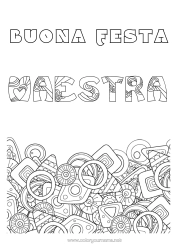 Colorazione gratuita Buona festa Nome decorato Forme geometriche