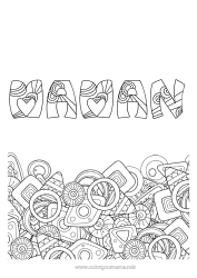 Coloriage enfant Bonne fête Nom décoré Formes géométriques