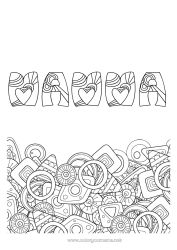 Pagina da colorare per bambini Buona festa Nome decorato Forme geometriche
