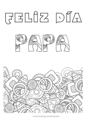 Colorear gratis Feliz día de fiesta Nombre decorado Formas geométricas