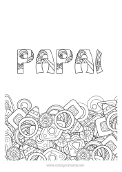 Página de desenho infantil Feliz Aniversário Nome decorado Formas geométricas