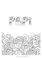 Coloriage enfant Bonne fête Nom décoré Formes géométriques