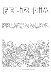 Desenho grátis Feliz Aniversário Nome decorado Formas geométricas