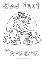 Fargeleggingssiden for barn Tiger Barn Dyr Afrikanske villdyr Voksen