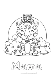 Kinder-Malvorlage Tiger Kind Tier Wilde Tiere Afrikas Erwachsener