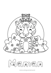 Coloriage enfant Tigre Enfant Animal Animaux sauvages d'Afrique Adulte