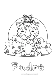 Niño página para colorear Tiger Niño Animales Animales salvajes de África Adulto