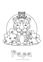 Coloriage enfant Tigre Enfant Animal Animaux sauvages d'Afrique Adulte