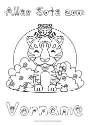 Kinder-Malvorlage Tiger Kind Tier Wilde Tiere Afrikas Erwachsener