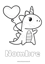 Dibujo libre Corazón Dinosaurios Unicornio Globos Animales Dragones, unicornios y animales fantásticos