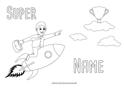 Child coloring page Dad Hero Rocket Cup, trophy, medal Coach Best Aerial vehicles Competitions and Rewards