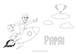 Página de desenho infantil Papai Herói Foguete Copa, troféu, medalha Treinador Melhor Veículos aéreos Competições e Prêmios