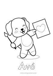 Página de desenho infantil Fofo Coração Arte Kawaii Cachorro Animal Pincel Babá Cães e gatos Treinador Competições e Prêmios Pintura