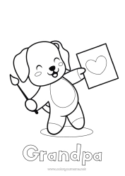 Child coloring page Cute Heart Art Kawaii Dog Animal Brush Nanny Dog and cat Coach Competitions and Rewards Paint
