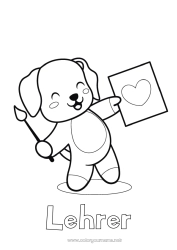 Kinder-Malvorlage Niedlich Herz Kunst Kawaii Hund Tier Pinsel Kindermädchen Hunde und Katzen Trainer Wettbewerbe und Belohnungen Farbe