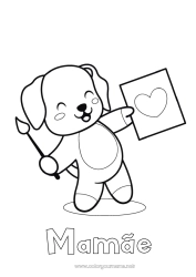 Página de desenho infantil Fofo Coração Arte Kawaii Cachorro Animal Pincel Babá Cães e gatos Treinador Competições e Prêmios Pintura