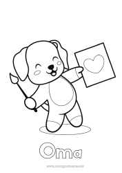 Kinder-Malvorlage Niedlich Herz Kunst Kawaii Hund Tier Pinsel Kindermädchen Hunde und Katzen Trainer Wettbewerbe und Belohnungen Farbe