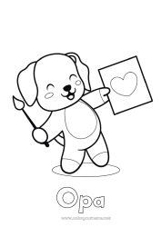 Kinder-Malvorlage Niedlich Herz Kunst Kawaii Hund Tier Pinsel Kindermädchen Hunde und Katzen Trainer Wettbewerbe und Belohnungen Farbe